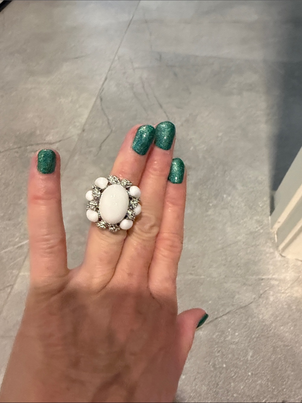 Park Lane White and Clear Cocktail Statement Ring